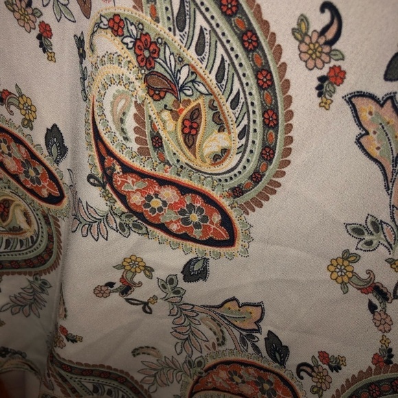 Primack size small white print short sleeve  top ties at waist - Picture 5 of 10